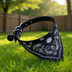 Large Size Adjustable <b>Dog</b> <b>Collar</b> with Bandana, <b>Waterproof</b> Fabric Pet Neckwear for <b>Dogs</b>, Elegant Modern Print Design, Comfortable - Product Image 2