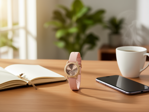 Orologio da donna alla moda, cinturino in silicone placcato oro, resistente all'acqua, colori misti HYF-A131 - Product Image 2