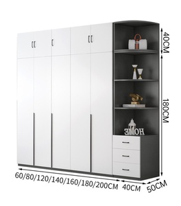 Armoire <span class=keywords><strong>murale</strong></span> grise moderne OEM pour adultes armoires en bois armoire coulissante pour hôtel armoire de rangement <span class=keywords><strong>d</strong></span>étachable mât meubles de chambre à coucher - Product Image 6