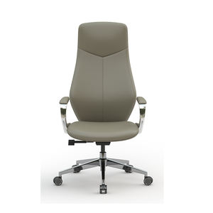 Chaise de bureau en cuir moderne, ergonomique, dossier haut, hauteur réglable, chaise pivotante de direction, accoudoirs, cadre en métal, design unique - Product Image 6