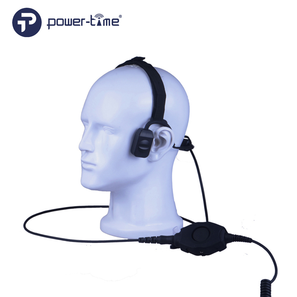 Power-Time IP68 Waterproof Wired <strong>Bone</strong> <strong>Conduction</strong> Headset for Two Way Radios-Quick Release PTT Noise Cancelling Earplugs Optional