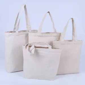 White Handle Women's Canvas Bag Custom Print Promotional 100% Cotton Canvas Tote Bag Wholesale