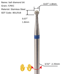 Bóng hình dạng D1-2.5mm lớp biểu bì làm việc kim cương Nail Drill Bit - Product Image 5