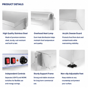 100x50cm Commercial Electric Food Warmer Countertop Food Warming Station with Heat <b>Lamp</b> - Product Image 5