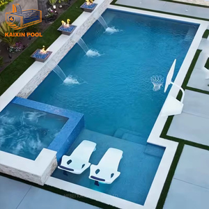 สระว่ายน้ำสำหรับครอบครัวขนาดใหญ่ 8x10 เมตร สระว่ายน้ำกลางแจ้งในสวนหลังบ้าน ทำจากไฟเบอร์กลาส FRP พร้อมอ่างจากุซซี่ในตัว - Product Image 2