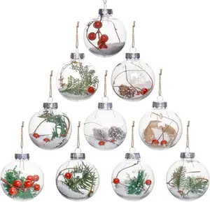 Ornements de boule de Noël Ornements suspendus d'arbre de Noël remplissables en plastique transparent pour les décorations de Banquet de fête de mariage de Noël