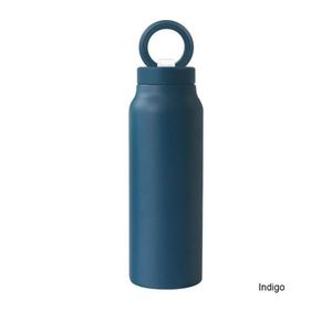 Bouteille d'eau isotherme unie indigo mat, vente en gros d'usine, avec poignée circulaire portable, pour voyage, gym et randonnée - Product Image 4