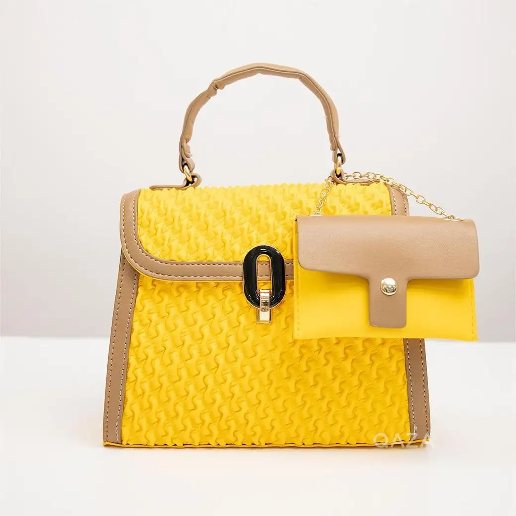 Jiali QAZA Trendy Embroidery Women's Bag Handbag Set sac main femm sac Yellow Sling Bag For Ladies Customize Hand Bag