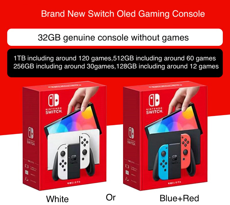 New Switch OLED Red+Blue or White Random