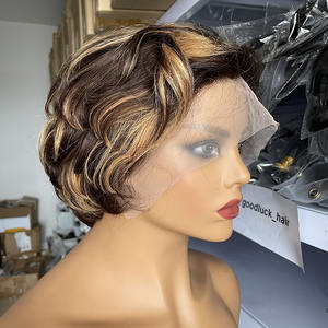 Goodluck-Peluca de cabello humano brasileño, sin pegamento, corte bob, muestra gratis, pelo de visón b, listo para enviar, pelo virgen, encaje megasstore, pixie - Product Image 3