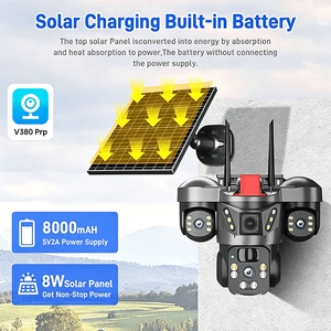 Caméra de sécurité extérieure <span class=keywords><strong>V380</strong></span> Factory CCTV 4G WIFI alimentée par énergie solaire, étanche, sans fil, PTZ, trois objectifs CMOS, carte SIM 4G requise - Product Image 3