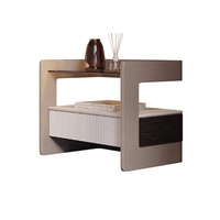 Mesita de noche de vidrio templado minimalista de lujo ligero dormitorio mesa de noche de carga inalámbrica inteligente moderna