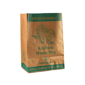 Waterproof oil-proof compostable paper food waste bag disposable kitchen waste paper bag with PLA film