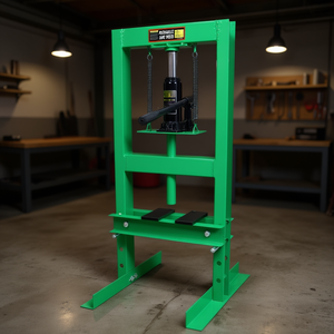 Presse hydraulique 6 tonnes, cadre en H vert, hauteur de table réglable, pour garage, atelier, avec plaques de pressage - Product Image 2