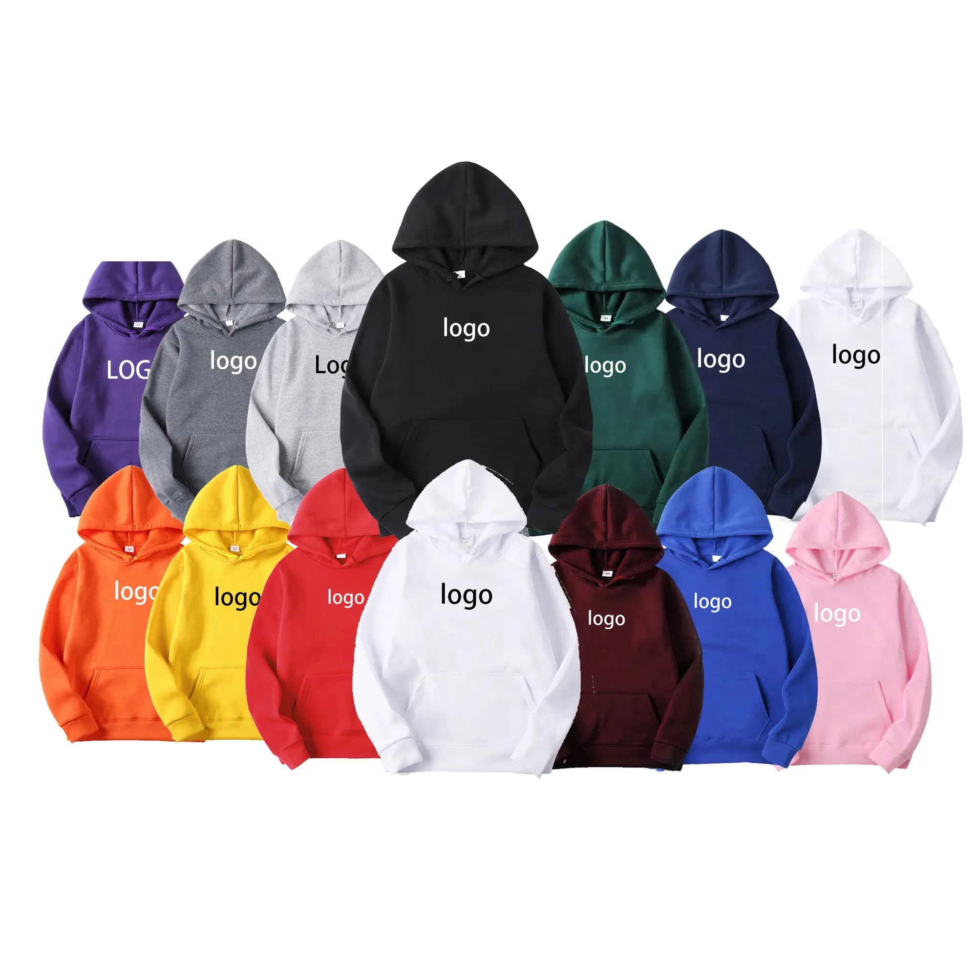 Áo Hoodie Tay Dài Bằng Vải Flanen Cotton Trơn, Áo Nỉ Và Áo Hoodie 100% Cotton Trơn Phong Cách Phi Giới Tính