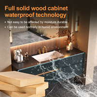 Ensemble de meubles de salle de bain modernes en bois massif OEM 2026 avec évier, robinet et miroir LED en cuivre - Utilisation en entrepôt