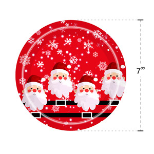 Platos, Vasos y Servilletas de Papel con Diseño de Copos de Nieve y Santa Claus para Navidad, Kit de Artículos Desechables para Fiestas, Biodegradables - Product Image 3