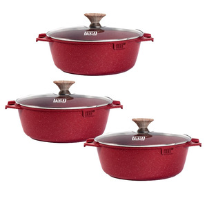 MGC Kitchen Classic Serie Rumana Olla para sopa 20/24/26/28/30/32 cm Recubrimiento de mármol Juegos de utensilios de cocina Material metálico inferior de inducción - Product Image 1