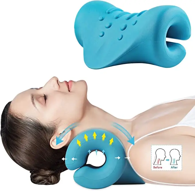 Портативное устройство для вытягивания шеи, Корректор осанки шеи, хиропрактика, подушка для облегчения боли в шее и позвоночника