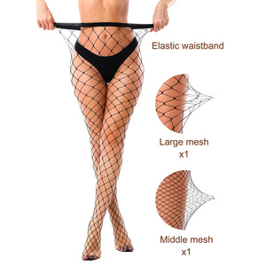 Collants résille très élastiques, tendance européenne et américaine, sexy, en dentelle, maille moyenne et large, antibactériens A01-5-1 - Product Image 2