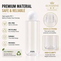Botella Cosmética Cilíndrica de PET Transparente Esmerilado Blanco Personalizada con Tapa Esférica 100ml/150ml/200ml, Acabado Arenado, Estampado en Caliente, Vacía, Recargable