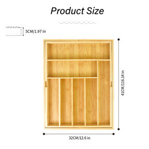 Organizador de utensilios de bambú expandible WDF, bandeja para cubiertos, organizador de cajones de cocina, organizador de cubiertos para Cocina - Product Image 6