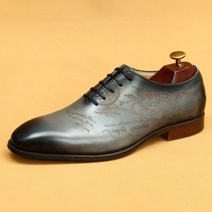 Zapatos de Vestir de Cuero de Grano Entero para Hombre, Zapatos Oxford de Estilo Británico Hechos a Mano con Piel de Vacuno Genuina - Product Image 1