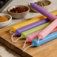 Bougies de méditation artisanales en cire d'abeille naturelle pure, 12 paquets, non parfumées, en forme de bâton, pour les fêtes et les remises de diplômes, sans fumée, flamme colorée