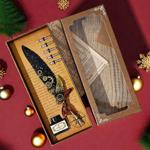 European Retro <b>Gold</b> Window Mechanical Feather <b>Pen</b> High Quality Metal for Writing or Student Use Inside a Gift Box - Product Image 6