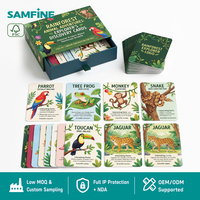 Cartes flash personnalisées OEM sur les animaux de la forêt tropicale, ensemble de cartes éducatives sur la faune en gros avec boîte à tiroir
