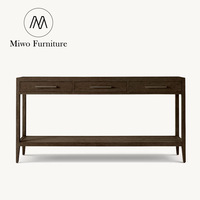 Table d'entrée moderne française à trois tiroirs, design en bois massif pour villa, salon, couloir, porche, personnalisable
