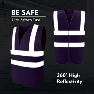 Gilet de sécurité tricoté respirant et réfléchissant SMASYS pour travaux de construction, avec logo personnalisé, haute visibilité, violet, faible MOQ - Product Image 3