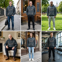Ensemble sweat à capuche et pantalon de survêtement pour homme, style streetwear, imprimé personnalisé, effet délavé, coupe oversize, 100% coton, pour l'hiver