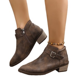 <span class=keywords><strong>Botines</strong></span> Athlefit para <span class=keywords><strong>mujer</strong></span> con tacón bajo y grueso, punta clásica, cremallera lateral, parte superior de PU, forro de cuero, color negro, talla 8.5 - Product Image 6