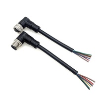 M12 Angle Droit 90 Degrés 2/4/6/8 Broches Rond Aviation Plug Connecteur Vidéo Mâle Femelle Étanche Assemblages de Câbles pour Lumière LED