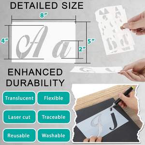 124 numéros de l'alphabet Mandala pochoirs petit grand majuscule 2 et 4 pouces Arts artisanat lettres <span class=keywords><strong>pochoir</strong></span> modèle réutilisable - Product Image 3