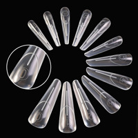 140 Pièces Formes Doubles Réutilisables pour Ongles en Gel, Longues, Amande, Carrées, French, avec Ligne de Guide pour Extension