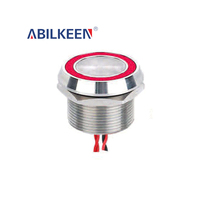 Sakelar Piezo Kepala Datar/Cekung/Miring 22mm Tipe Momentary/Latching Ring Luminous NO/NC/K untuk Kontrol Peralatan Industri