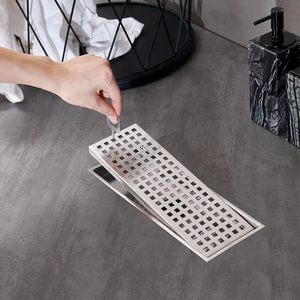 Drain de douche linéaire moderne 12x4 pouces, grille amovible, or brossé, acier inoxydable 304, drain de sol rectangulaire pour hôpital - Product Image 3