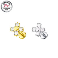 Boucles d'oreilles Freya Designer en titane de qualité implantable, motif cœur et perle, plaquées or, pour femme, avec dos plat, bijoux de piercing labret