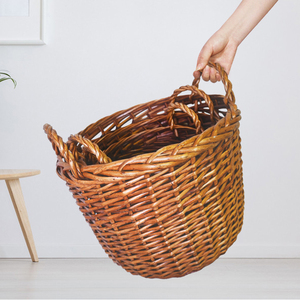 Panier à linge tressé artisanal en rotin, thème floral, origine Anhui, pour l'organisation domestique, avec poignées - Product Image 4