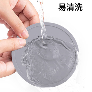 Silicone Coaster Round Honeycomb Anti-Slip For <b>Drinkware</b> Protection And Decoration Black And Gray Minimalist Style - Product Image 2