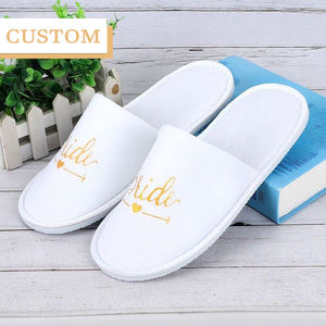 Usa e getta Spa Hotel Party White Velvet Lady LOGO personalizzato ospiti di nozze damigelle d'onore da <span class=keywords><strong>sposa</strong></span> pantofole da donna per la <span class=keywords><strong>sposa</strong></span> - Product Image 4