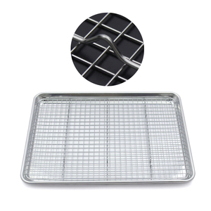 Mezzo foglio di alluminio <span class=keywords><strong>teglia</strong></span> <span class=keywords><strong>con</strong></span> cremagliera Set di cottura in metallo vassoio di cottura per il nome della torta <span class=keywords><strong>con</strong></span> <span class=keywords><strong>griglia</strong></span> di raffreddamento - Product Image 1