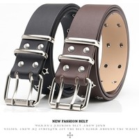 Ceinture en cuir PU à double œillet, style punk, pour femmes et hommes, ceinture à 2 trous, largeur 1,5 cm