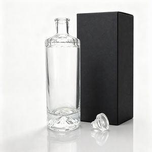 Boîte d'emballage pour spiritueux la plus vendue, bouteille en verre transparent de 500 ml pour spiritueux, <span class=keywords><strong>vodka</strong></span>, whisky, bouteille de vin de 500 ml avec bouchon en liège - Product Image 1