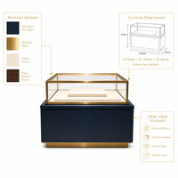 Vitrine de présentation de bijoux bleu marine personnalisée avec cadre doré pour magasin de bijoux en gros
