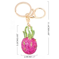 Schattige verse aardbei fruit sleutelhanger leer strass steentjes ananas drakenvrucht lychee mangosteen rugzak hanger papierrecorder