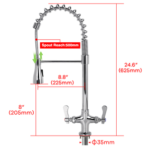 Robinet de cuisine commercial/domestique de haute qualité, classique, pour hôtel, à montage sur plan, avec <span class=keywords><strong>douchette</strong></span> de pré-<span class=keywords><strong>évier</strong></span> extractible/abattable - Product Image 5