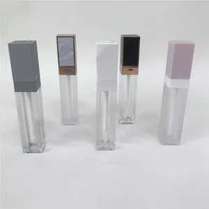 6ml Square Cleart Big Brush Applikator Lip gloss Tube Benutzer definierte leere Lip gloss Flasche Kosmetik behälter Tube Personal isierter Kunststoff